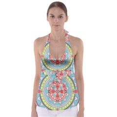 Drawing Mandala Art Tie Back Tankini Top by Amaryn4rt