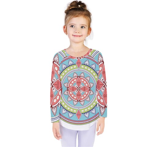 Drawing Mandala Art Kids  Long Sleeve T-shirt by Amaryn4rt