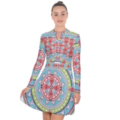 Drawing Mandala Art Long Sleeve Panel Dress by Amaryn4rt