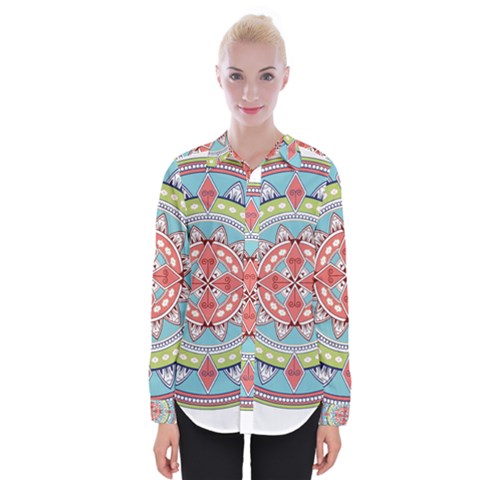 Drawing Mandala Art Womens Long Sleeve Shirt by Amaryn4rt