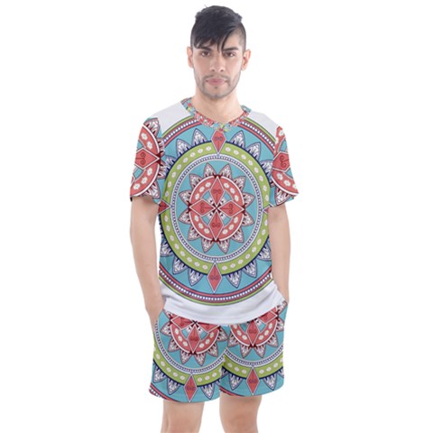 Drawing Mandala Art Men s Mesh T-shirt And Shorts Set by Amaryn4rt