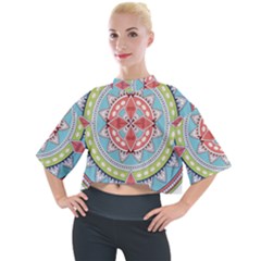 Drawing Mandala Art Mock Neck T-shirt by Amaryn4rt