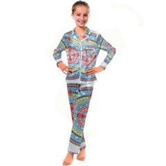 Drawing Mandala Art Kids  Satin Long Sleeve Pajamas Set by Amaryn4rt