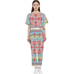 Drawing Mandala Art Batwing Lightweight Chiffon Jumpsuit by Amaryn4rt