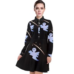 Ghost Night Night Sky Small Sweet Long Sleeve Chiffon Shirt Dress by Amaryn4rt