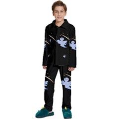 Ghost Night Night Sky Small Sweet Kids  Long Sleeve Velvet Pajamas Set by Amaryn4rt