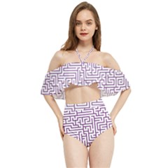 Maze Lost Confusing Puzzle Halter Flowy Bikini Set 