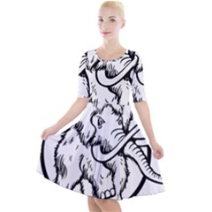 Mammoth Elephant Strong Quarter Sleeve A-line Dress by Amaryn4rt