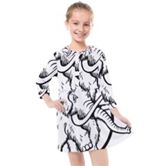 Mammoth Elephant Strong Kids  Quarter Sleeve Shirt Dress