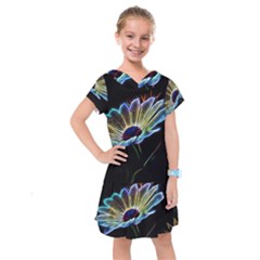 Flower Pattern Design Abstract Background Kids  Drop Waist Dress by Amaryn4rt