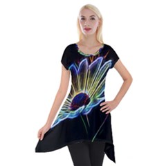 Flower Pattern Design Abstract Background Short Sleeve Side Drop Tunic by Amaryn4rt