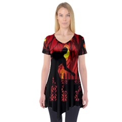 Horror Zombie Ghosts Creepy Short Sleeve Tunic  by Amaryn4rt