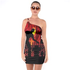 Horror Zombie Ghosts Creepy One Shoulder Ring Trim Bodycon Dress by Amaryn4rt