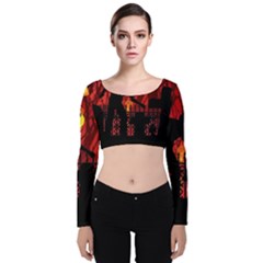 Horror Zombie Ghosts Creepy Velvet Long Sleeve Crop Top by Amaryn4rt