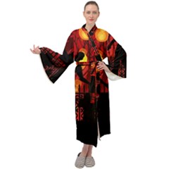 Horror Zombie Ghosts Creepy Maxi Velvet Kimono by Amaryn4rt