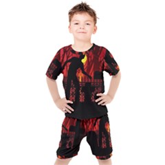 Horror Zombie Ghosts Creepy Kids  T-shirt And Shorts Set by Amaryn4rt