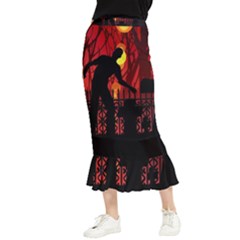 Horror Zombie Ghosts Creepy Maxi Fishtail Chiffon Skirt by Amaryn4rt