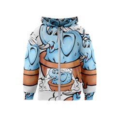 Elephant Bad Shower Kids  Zipper Hoodie by Amaryn4rt