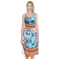 Elephant Bad Shower Midi Sleeveless Dress by Amaryn4rt