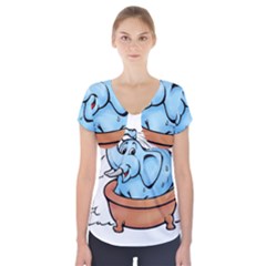 Elephant Bad Shower Short Sleeve Front Detail Top by Amaryn4rt