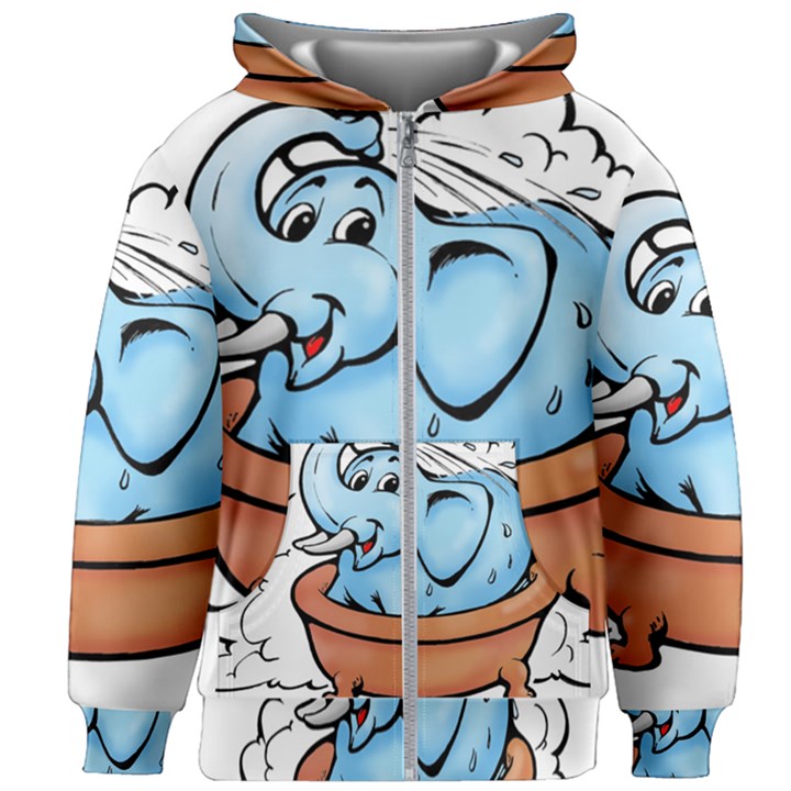 Elephant Bad Shower Kids  Zipper Hoodie Without Drawstring