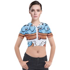 Elephant Bad Shower Short Sleeve Cropped Jacket by Amaryn4rt