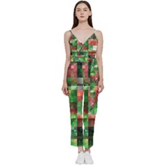 Paper Background Color Graphics V-neck Camisole Jumpsuit by Amaryn4rt