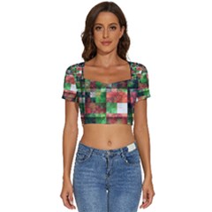 Paper Background Color Graphics Short Sleeve Square Neckline Crop Top  by Amaryn4rt