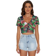 Paper Background Color Graphics V-neck Crop Top by Amaryn4rt