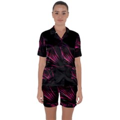 Purple Flower Pattern-design-abstract-background Satin Short Sleeve Pajamas Set by Amaryn4rt