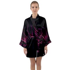 Purple Flower Pattern-design-abstract-background Long Sleeve Satin Kimono by Amaryn4rt