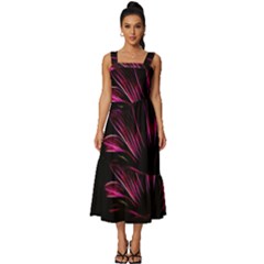 Purple Flower Pattern-design-abstract-background Square Neckline Tiered Midi Dress by Amaryn4rt