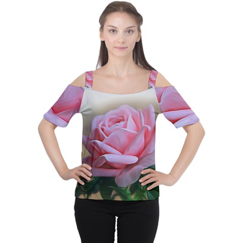 Rose Pink Flowers Pink Saturday Cutout Shoulder T-shirt by Amaryn4rt