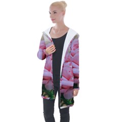 Rose Pink Flowers Pink Saturday Longline Hooded Cardigan by Amaryn4rt