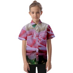 Rose Pink Flowers Pink Saturday Kids  Short Sleeve Shirt by Amaryn4rt