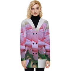 Rose Pink Flowers Pink Saturday Button Up Hooded Coat  by Amaryn4rt