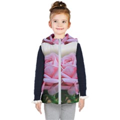 Rose Pink Flowers Pink Saturday Kids  Hooded Puffer Vest by Amaryn4rt