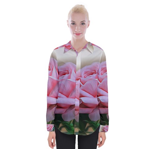 Rose Pink Flowers Pink Saturday Womens Long Sleeve Shirt by Amaryn4rt