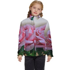 Rose Pink Flowers Pink Saturday Kids  Puffer Bubble Jacket Coat by Amaryn4rt