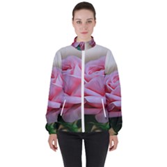 Rose Pink Flowers Pink Saturday Women s High Neck Windbreaker by Amaryn4rt