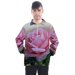 Rose Pink Flowers Pink Saturday Men s Half Zip Pullover by Amaryn4rt