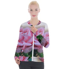 Rose Pink Flowers Pink Saturday Casual Zip Up Jacket by Amaryn4rt