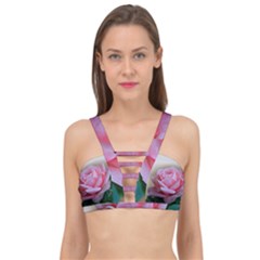 Rose Pink Flowers Pink Saturday Cage Up Bikini Top by Amaryn4rt