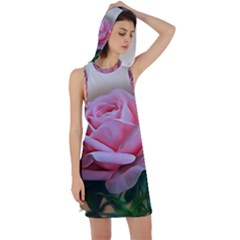 Rose Pink Flowers Pink Saturday Racer Back Hoodie Dress by Amaryn4rt