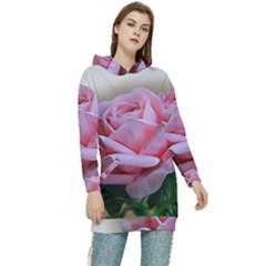 Rose Pink Flowers Pink Saturday Women s Long Oversized Pullover Hoodie by Amaryn4rt