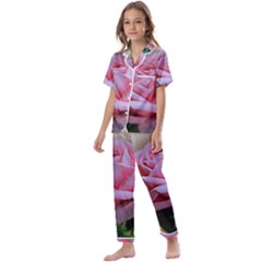 Rose Pink Flowers Pink Saturday Kids  Satin Short Sleeve Pajamas Set by Amaryn4rt