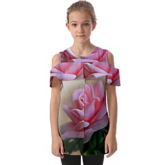 Rose Pink Flowers Pink Saturday Fold Over Open Sleeve Top by Amaryn4rt