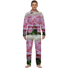 Rose Pink Flowers Pink Saturday Men s Long Sleeve Velvet Pocket Pajamas Set by Amaryn4rt