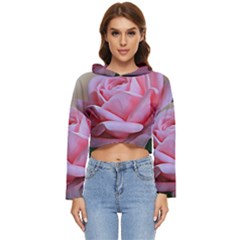 Rose Pink Flowers Pink Saturday Women s Lightweight Cropped Hoodie by Amaryn4rt