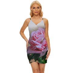 Rose Pink Flowers Pink Saturday Wrap Tie Front Dress by Amaryn4rt